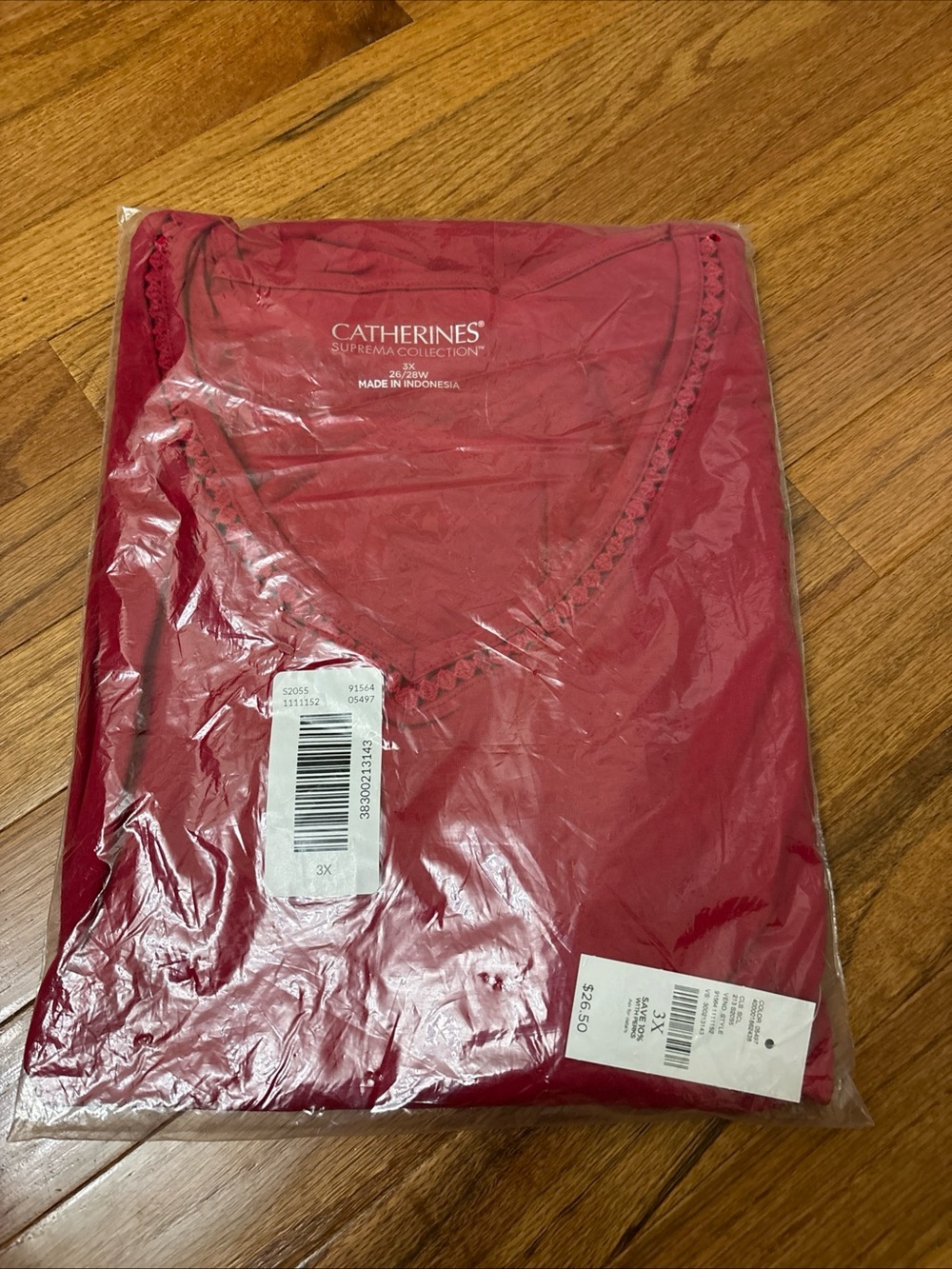 Catherines Suprema Collection Red V-Neck Top 3X 26/28W NEW